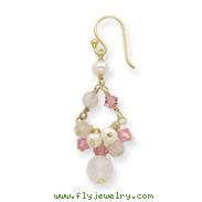 Sterling Silver & Vermeil Rose Quartz, Pink Crystal, Freshwater Cultured Pearl Earrings