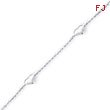 Sterling Silver 10''  Polished Puffed Heart Anklet