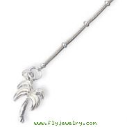 Sterling Silver 10''  Solid Polished Palm Tree Anklet