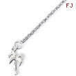 Sterling Silver 10'' Solid Polished Palm Tree Anklet