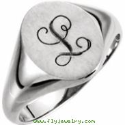 Sterling Silver 10.00X08.00 MM Polished OVAL SIGNET  RING