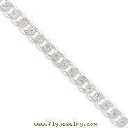 Sterling Silver 10.5mm Pave Curb Chain bracelet