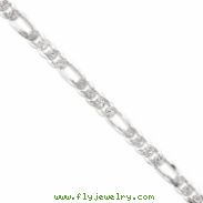 Sterling Silver 10.5mm Pave Flat Figaro Chain bracelet