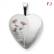 Sterling Silver 16mm Enameled Lily Heart Locket chain