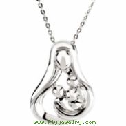 Sterling Silver 3 Children Mother's Mothers Embrace Necklace With Packaging