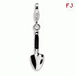 Sterling Silver 3-D Enameled Garden Trowel With Lobster Clasp Charm