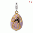 Sterling Silver 3-D Enameled Gold-plated Pink Egg With Lobster Clasp Charm