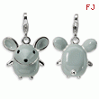 Sterling Silver 3-D Enameled Grey Mouse With Lobster Clasp Charm