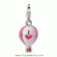 Sterling Silver 3-D Enameled Hot Air Balloon With Lobster Clasp Charm