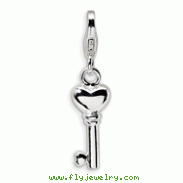 Sterling Silver 3-D Enameled Key With Lobster Clasp Charm