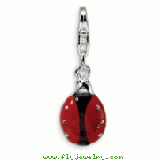 Sterling Silver 3-D Enameled Lady Bug With Lobster Clasp Charm