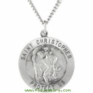Sterling Silver 33.00 MM St. Christopher Medal