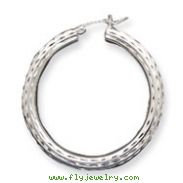 Sterling Silver 4.00mm Diamond-Cut Hoop Earrings