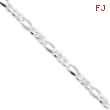 Sterling Silver 4.75mm Pave Flat Figaro Chain