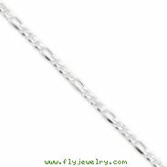Sterling Silver 4mm Pave Flat Figaro Chain bracelet