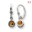Sterling Silver 6mm Round Citrine Leverback Earrings