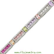 Sterling Silver 7''  Multicolor CZ Tennis Bracelet