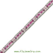 Sterling Silver 7''  Pink CZ Tennis Bracelet