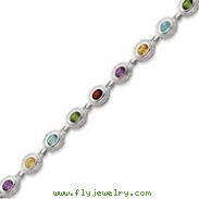 Sterling Silver 7''  Rainbow Semi Precious Stone Bracelet
