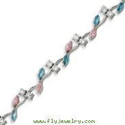 Sterling Silver 7.25''  Pink & Blue CZ Bracelet