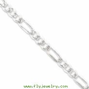 Sterling Silver 7.25mm Pave Flat Figaro Chain bracelet