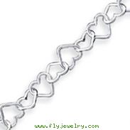 Sterling Silver 7.5inch Polished Fancy Heart Link Bracelet