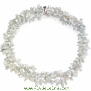 Sterling Silver 8.00 - 09.00MM/19.00 INCH;P;FRESHWATER KESHI WHITE CULUTRED PEARL NECKLACE Freshwate