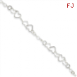 Sterling Silver 9inch Polished Fancy Heart Link Anklet
