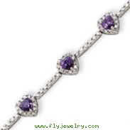 Sterling Silver Amethyst And Clear CZ Heart Bracelet