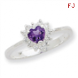 Sterling Silver Amethyst and CZ Heart Ring