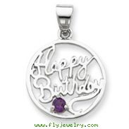 Sterling Silver Amethyst Happy Birthday Pendant