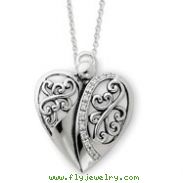 Sterling Silver Antiqued 18" Angel Of Love Necklace