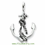 Sterling Silver Antiqued Anchor and Rope Pendant