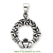 Sterling Silver Antiqued Claddagh Pendant