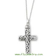 Sterling Silver Antiqued Cross Remembrance Ash Holder 18" Necklace