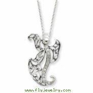 Sterling Silver Antiqued CZ Angel of Optimism 18in Necklace