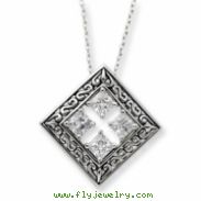 Sterling Silver Antiqued CZ Cornerstones Of Integrity 18in Necklace