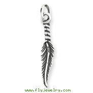 Sterling Silver Antiqued Feather Charm