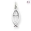 Sterling Silver Antiqued Ichthus Fish Cross Charm