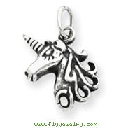Sterling Silver Antiqued Unicorn Head Charm