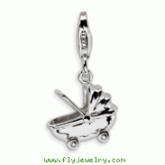 Sterling Silver Baby Carriage With Lobster Clasp Charm