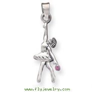 Sterling Silver Ballerina With Pink Cubic Zirconia Charm