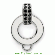 Sterling Silver Black And White Cubic Zirconia Charm Holder Pendant