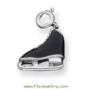 Sterling Silver Black Enameled Ice Skate Charm