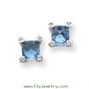 Sterling Silver Blue & Clear Cubic Zirconia Earrings