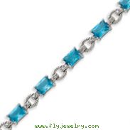 Sterling Silver Blue & Clear CZ Bracelet