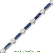 Sterling Silver Blue And Clear CZ Bracelet