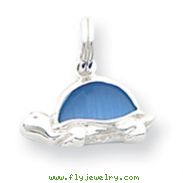 Sterling Silver Blue Cat's Eye Turtle Charm