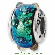 Sterling Silver Blue Dichroic Glass Bead