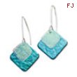 Sterling Silver Blue Dichroic Glass Diamond Shaped Dangle Earrings